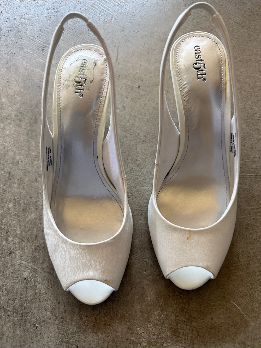 East 5th Women's White Peep-Toe Slingback Heels